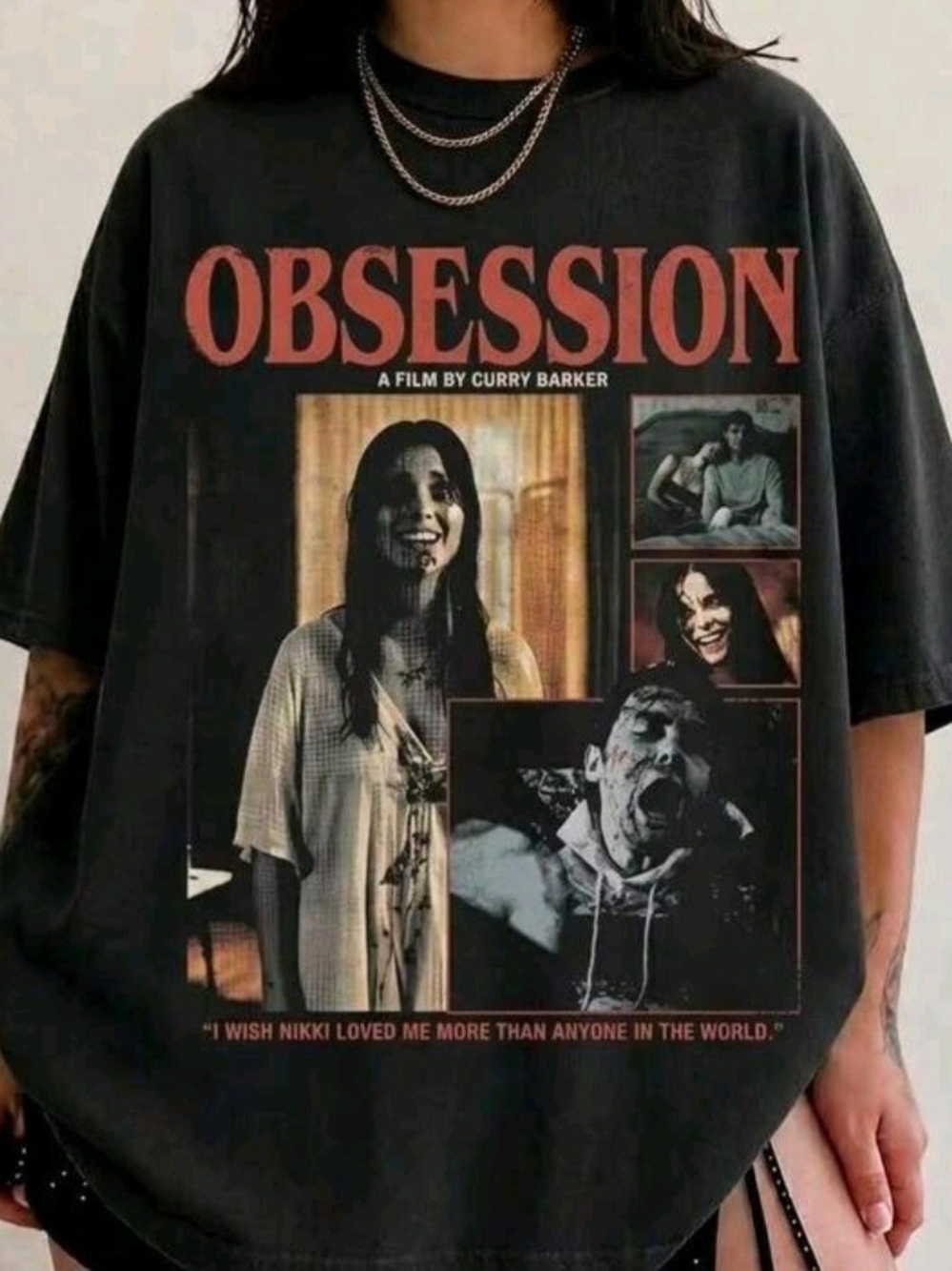 Obsession Graphic Tee - Black with Red Print
